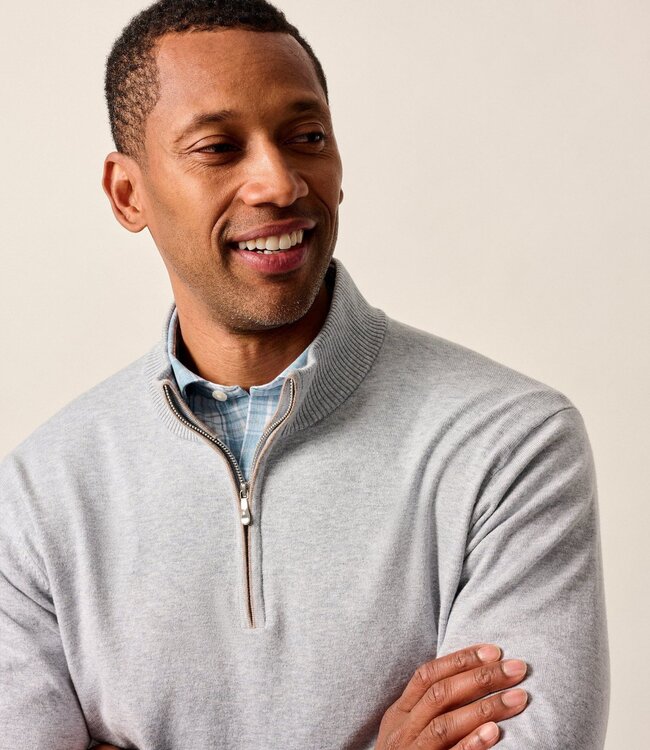 Johnnie-O Desmond 1/4 Zip Sweater Pebble