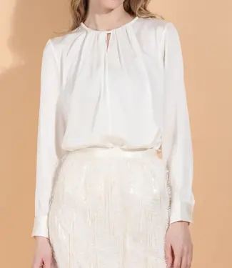 Jessie Liu Ivory Draped Silk Blouse