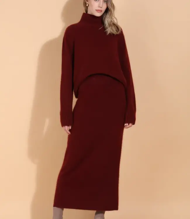 Jessie Liu Mohair Blend Maxi Skirt Brown