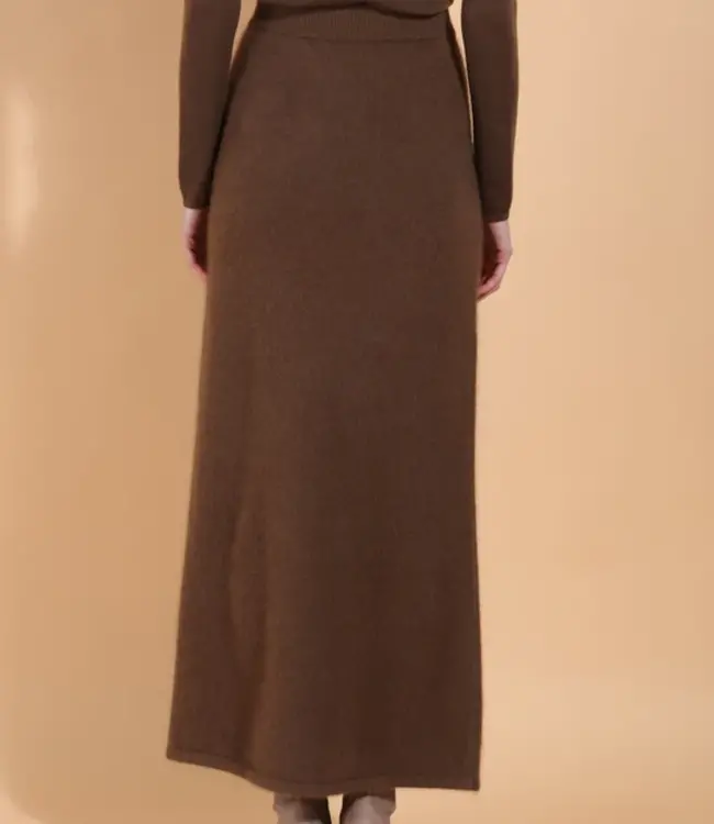 Jessie Liu Mohair Blend Maxi Skirt Brown