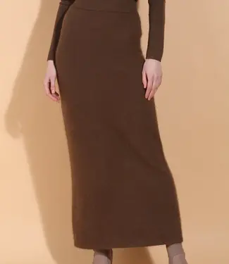 Jessie Liu Mohair Blend Maxi Skirt Brown