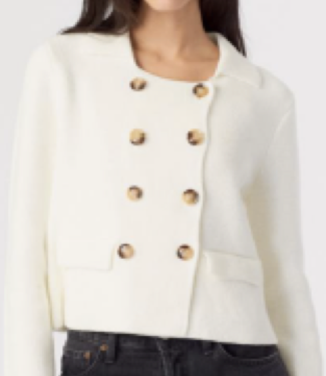 J Society Milk Cropped Peacoat Cardigan