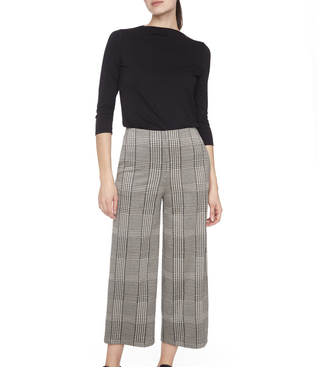Up Beige Plaid Crop Gaucho Knit Pant