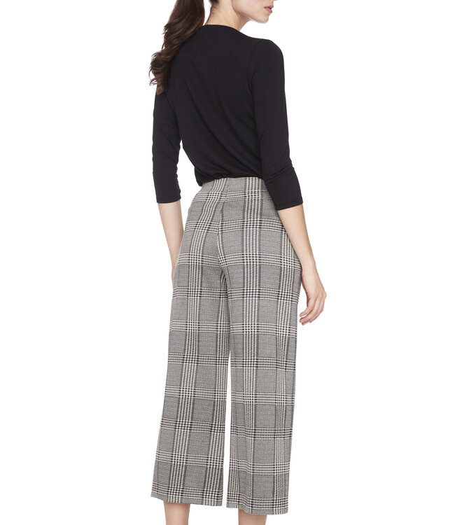 Up Beige Plaid Crop Gaucho Knit Pant