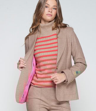 Vilagallo Beige Diagonal Knit Blazer