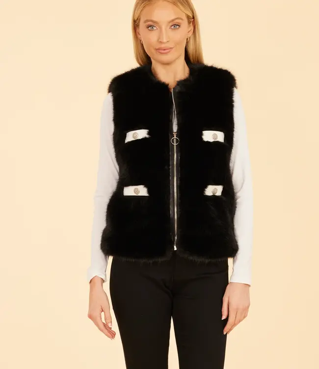 Dolce Cabo Black Vest With White Trim