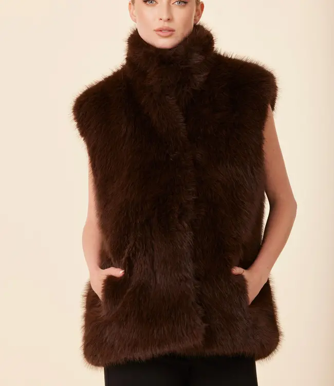 Dolce Cabo Brown Faux Fur Vest