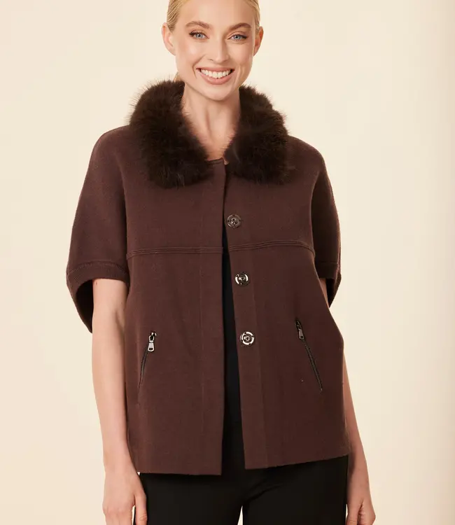 Dolce Cabo Espresso Cape w/Faux Fur