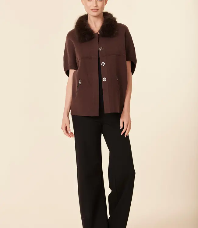 Dolce Cabo Espresso Cape w/Faux Fur