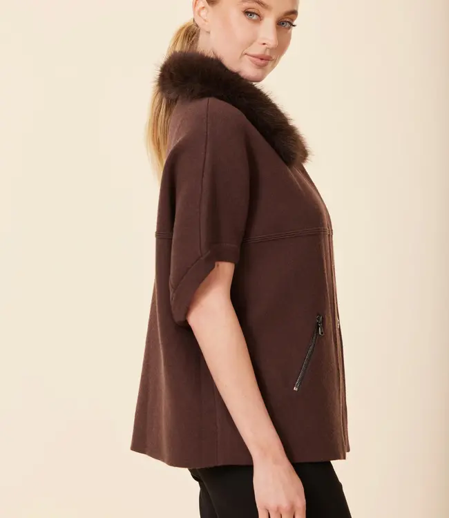 Dolce Cabo Espresso Cape w/Faux Fur