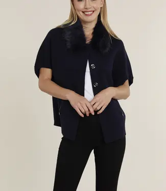Dolce Cabo Navy Cape w/Faux Fur