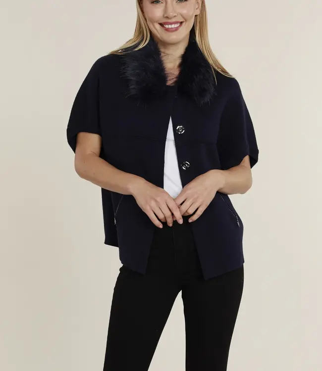 Dolce Cabo Navy Cape w/Faux Fur