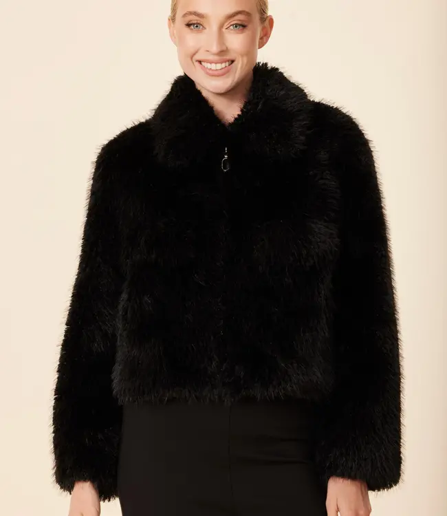 Dolce Cabo Black Shaggy Reversible Faux Fox Jacket