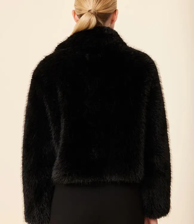 Dolce Cabo Black Shaggy Reversible Faux Fox Jacket