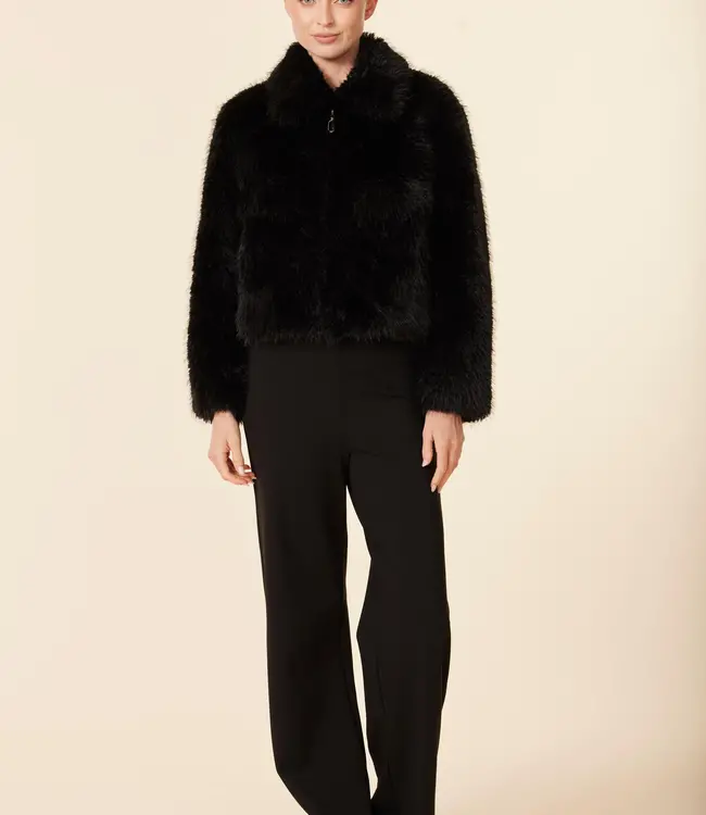 Dolce Cabo Black Shaggy Reversible Faux Fox Jacket