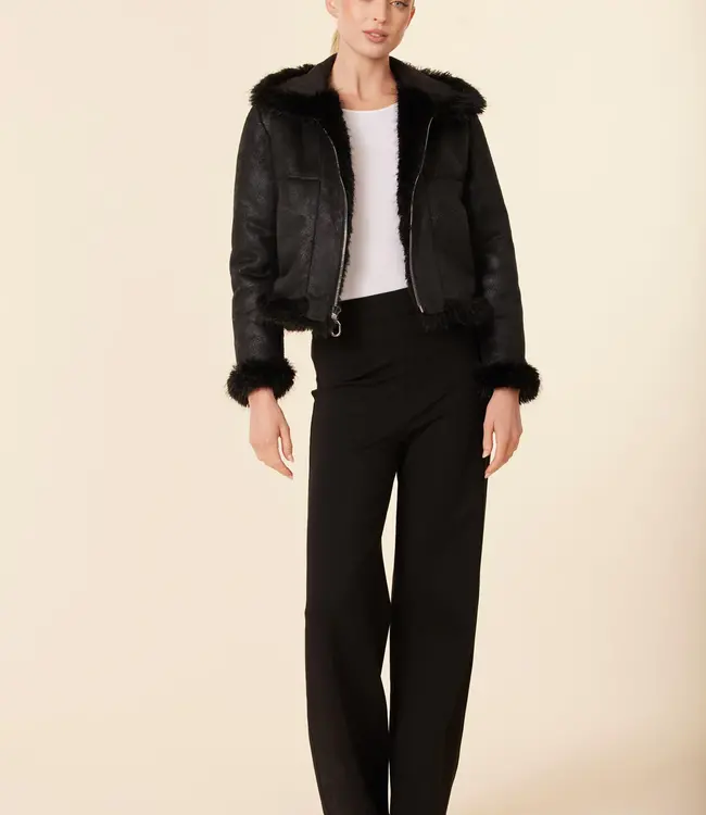 Dolce Cabo Black Shaggy Reversible Faux Fox Jacket