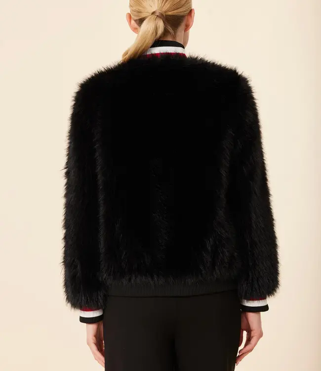 Dolce Cabo  Black Faux Fur w/Racer Stripe