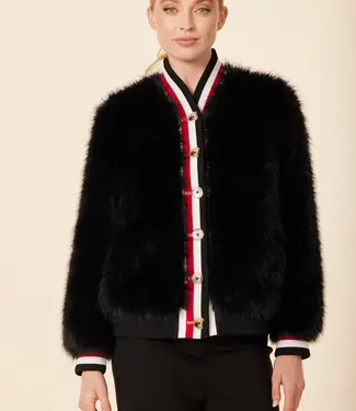 Dolce Cabo Black Faux Fur w/Racer Stripe