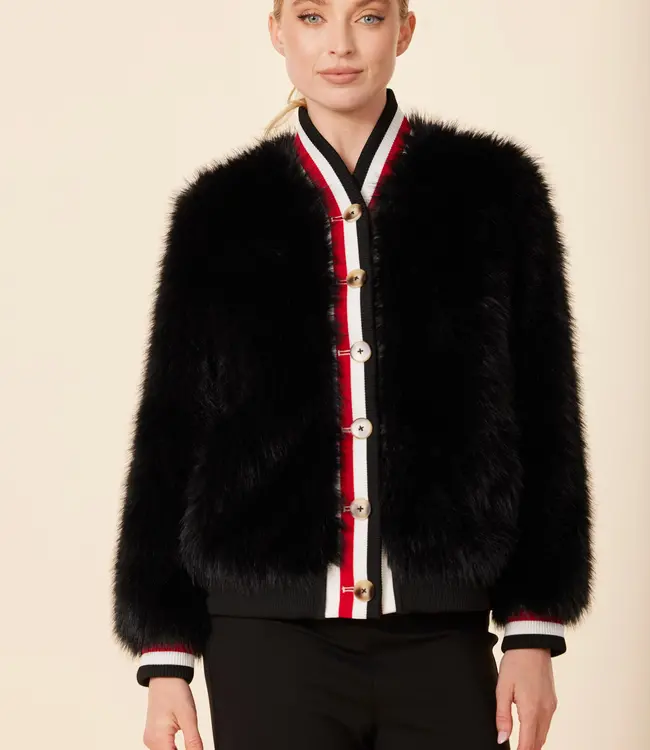 Dolce Cabo  Black Faux Fur w/Racer Stripe