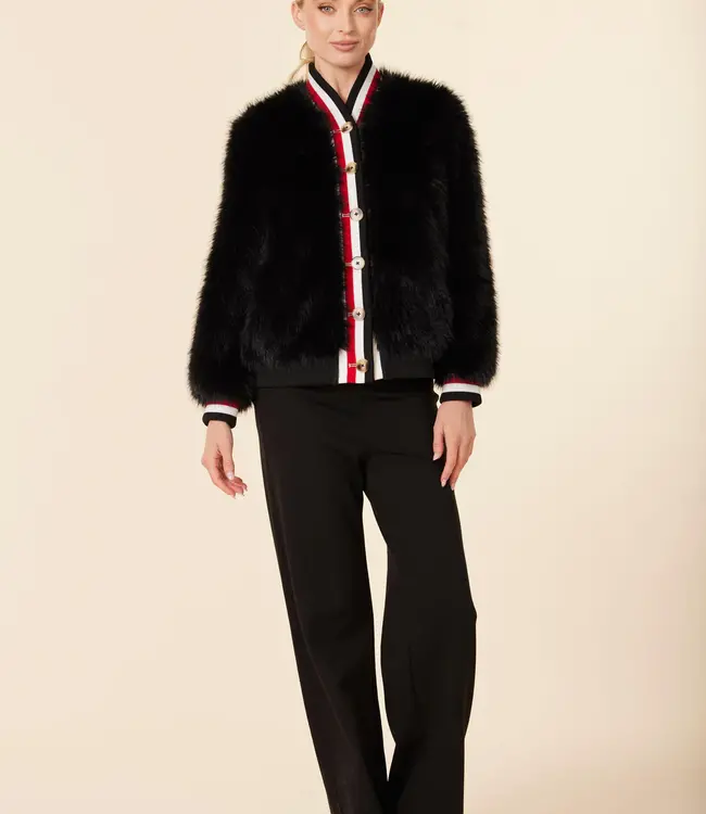 Dolce Cabo  Black Faux Fur w/Racer Stripe