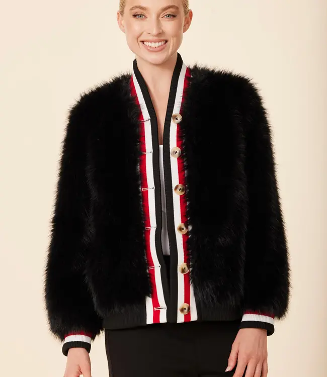Dolce Cabo  Black Faux Fur w/Racer Stripe