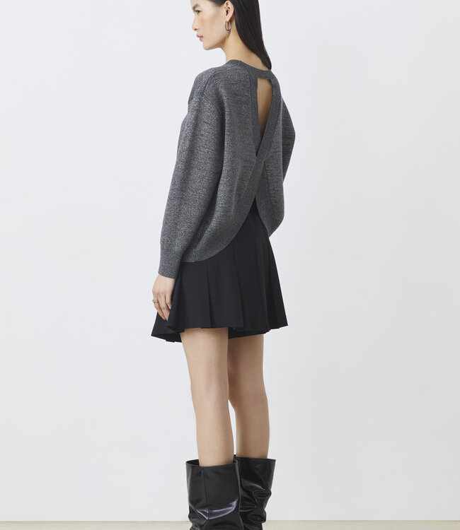 Suncoo Payeti Grey Shimmer Open Back Sweater