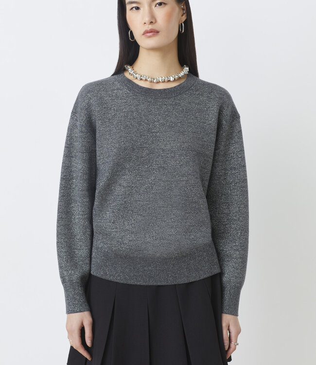 Suncoo Payeti Grey Shimmer Open Back Sweater