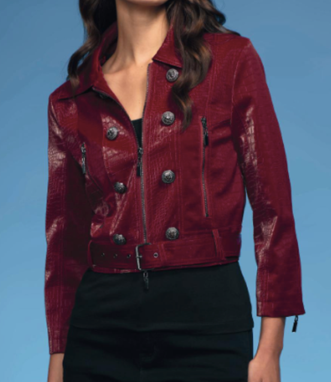 Oolala Red Vegan Croc Belted Jacket