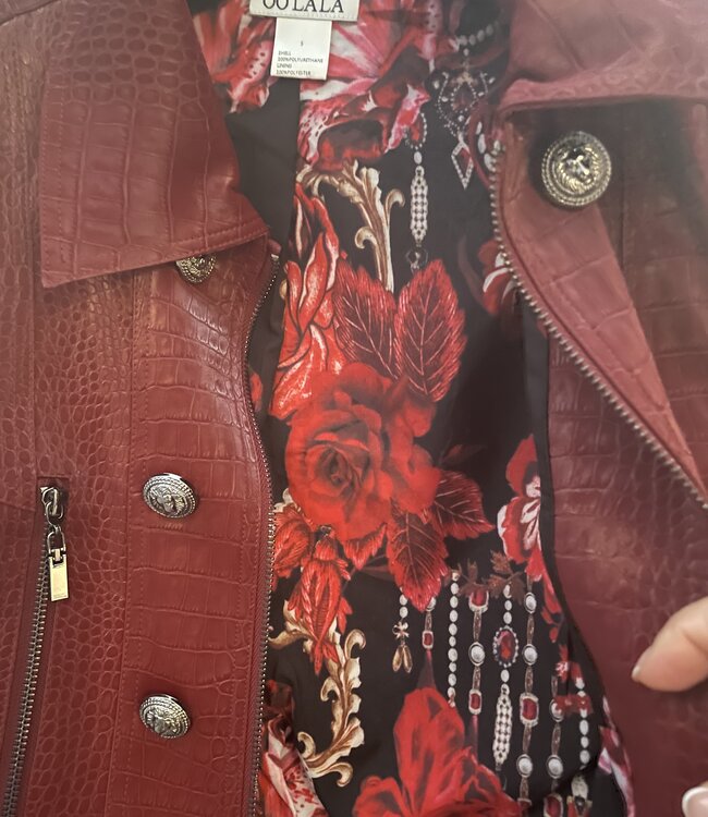 Oolala Red Vegan Croc Belted Jacket