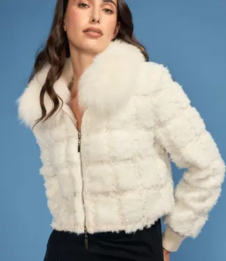 Oolala Oolala White Square Sherpa w/Fox Collar Jacket