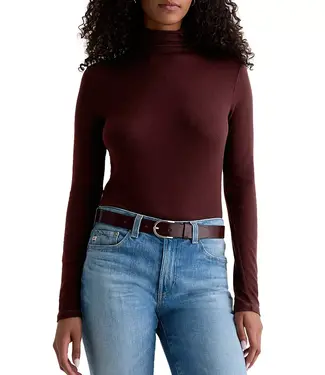 Adriano Goldschmied Coffee Ribbed Fitted Turtleneck