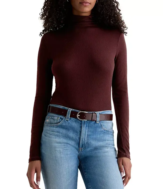 Adriano Goldschmied  Coffee Ribbed Fitted Turtleneck