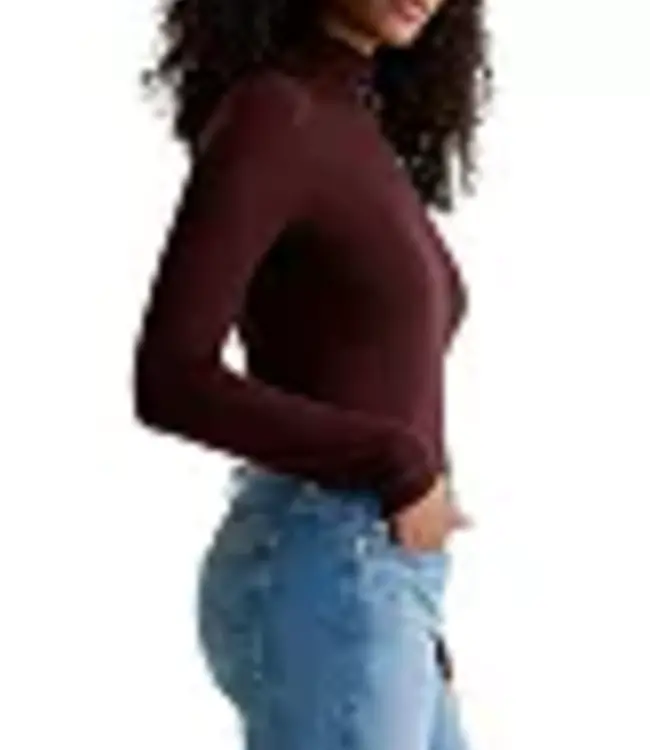 Adriano Goldschmied  Coffee Ribbed Fitted Turtleneck