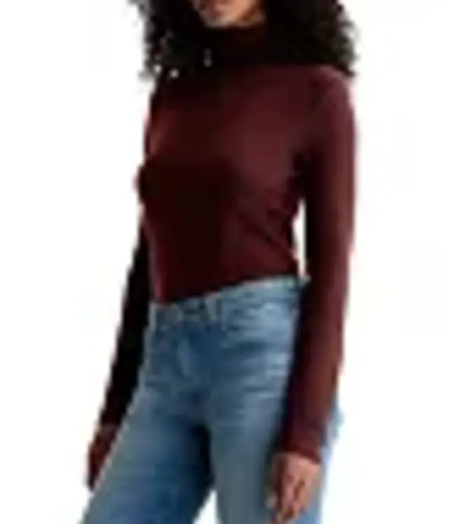 Adriano Goldschmied  Coffee Ribbed Fitted Turtleneck