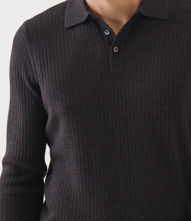 Patrick Assaraf Mahogany Drop Needle Polo Sweater
