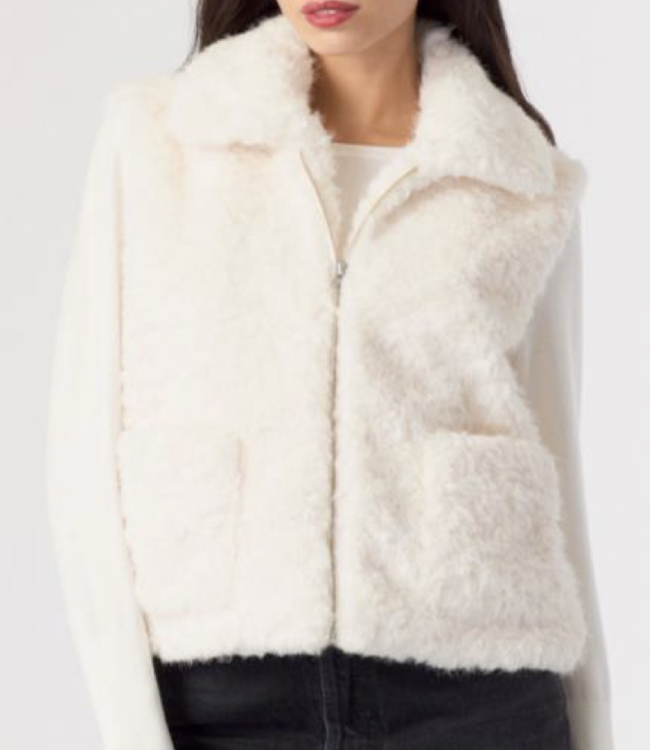 J Society Cream 2Pocket Faux Fur Vest