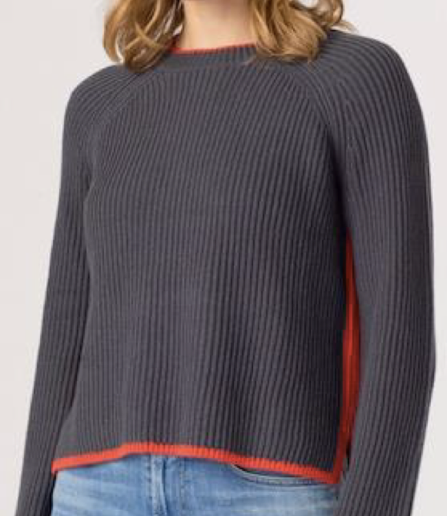 J Society Grey w/Orange Crew Neck Sweater