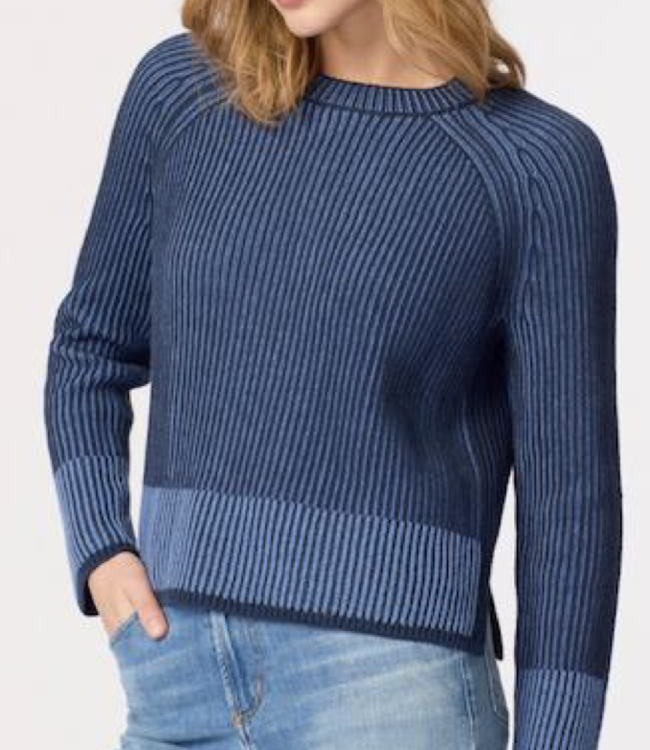 J Society Blue Plaied Crew Neck Sweater