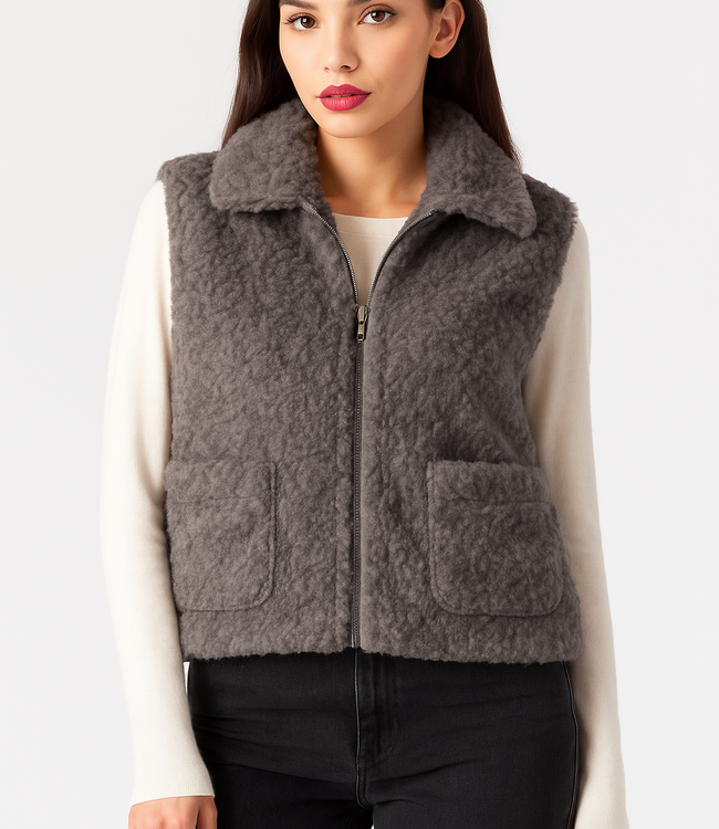 J Society Gunmetal 2Pocket Faux Fur Vest
