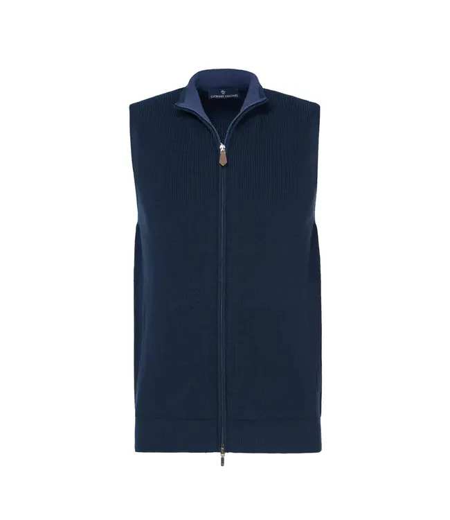 Luchiano Visconti Navy Knit  Full Zip Vest