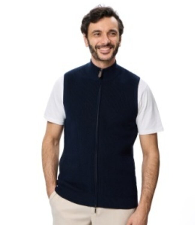 Luchiano Visconti Navy Knit  Full Zip Vest