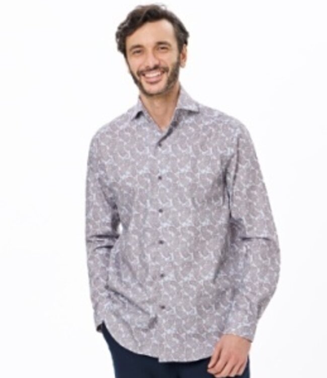 Luchiano Visconti Tan Paisley Long Sleeve Button Down Shirt