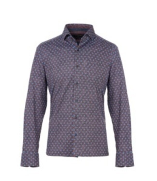 Luchiano Visconti Chocolate w/Blue Diamonds Performance Button Down