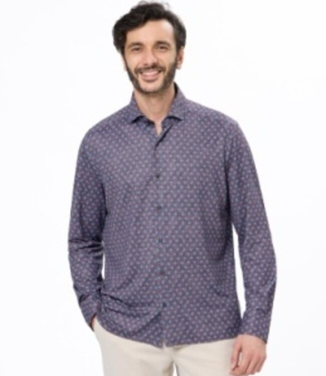 Luchiano Visconti Chocolate w/Blue Diamonds Performance Button Down