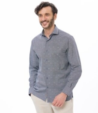 Luchiano Visconti Blue w/Leaves Printed  Button Down Shirt