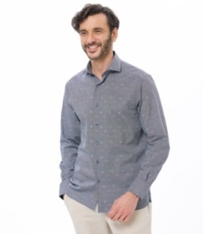 Luchiano Visconti  Blue w/Leaves Printed  Button Down Shirt