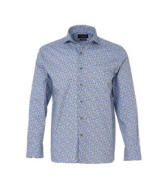 Luchiano Visconti Blue w/Rust Cotton Stretch Shirt