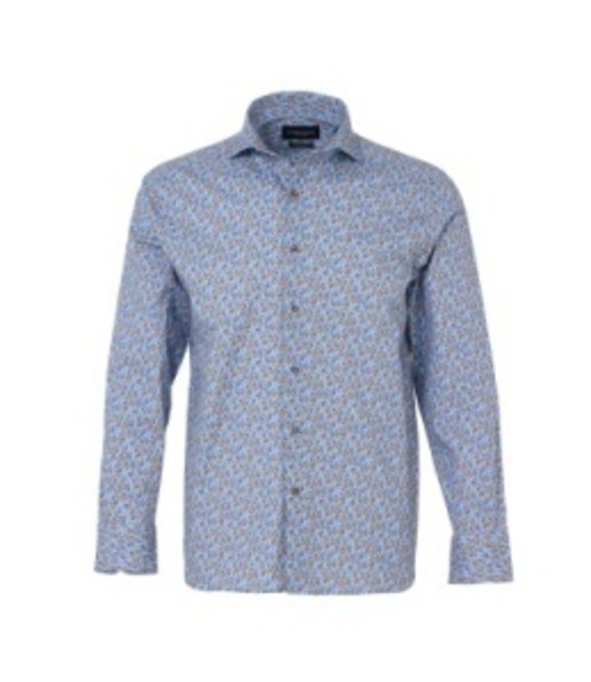 Luchiano Visconti Blue w/Rust Cotton Stretch Shirt