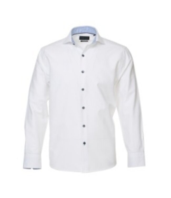 Luchiano Visconti White Herringbone Tone on Tone Dress Shirt