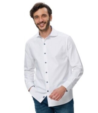 Luchiano Visconti White Herringbone Tone on Tone Dress Shirt